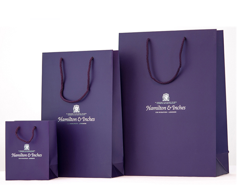 Cotton rope handle custom color printed paper bags with your own logo